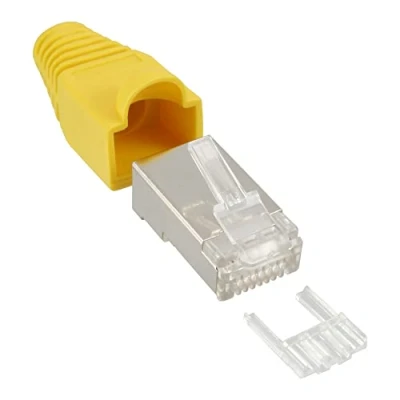 Afbeelding van RJ45 krimp connectoren (STP) voor CAT6 netwerkkabel (flexibel) 10 stuks (3 delig) / geel