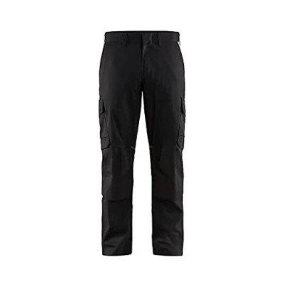 Afbeelding van Blaklader Industrie werkbroek stretch met kniezakken 1448 1832 Zwart/High Vis Geel D84