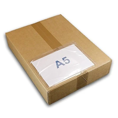 Afbeelding van 50 stuks A5 documentenmap zelfklevend neutraal transparant voor kleine pakketten 225 x 165 mm (A4 gevouwen in 2) kleverige hoes het plaatsen van UNIVERS GRAPHIQUE merkdocumenten ref UGPAN3