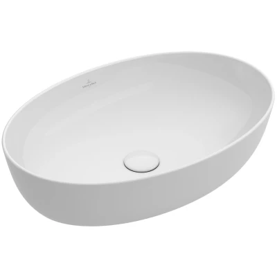 Afbeelding van Villeroy &amp; Boch Artis opzetwastafel ovaal 61x41cm zonder overloop ceramic+ wit