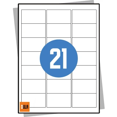 Afbeelding van DULA Etiketten Stickervellen A4 21 stickers per vel 63,5 x 38,1 mm 100