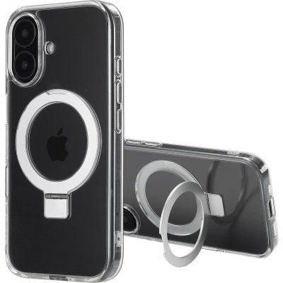 Afbeelding van Accezz Hoesje Geschikt voor iPhone 16 Ring Stand Backcover MagSafe Transparant