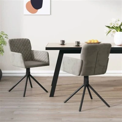 Afbeelding van Eetkamerstoelen draaibaar 2 st fluweel lichtgrijs