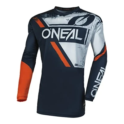 Image de O&#039;NEAL Maillot de motocross MX Enduro Protège coude rembourré, col en V, respirant Element Jersey Shocker V.23 Adulte Bleu Orange Taille M