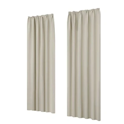 Afbeelding van Verduisteringsgordijn, ondoorzichtig, thermogordijn met plooiband, 290 x 140 cm (hoogte breedte), crème, set van 2