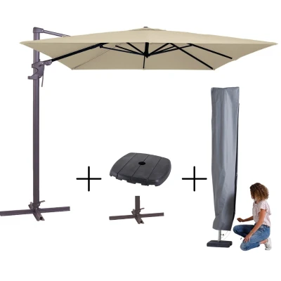 Afbeelding van MEGA COMBI DEAL! Madison Parasol monaco flex III ecru + voet hoes