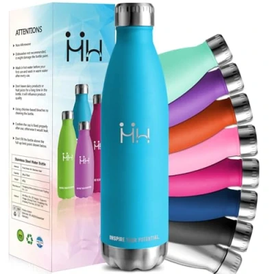 Afbeelding van HoneyHolly 18/8 roestvrijstalen thermosfles, 1000 ml, BPA vrij, vacuümwaterfles, thermosfles voor school, sport, kantoor
