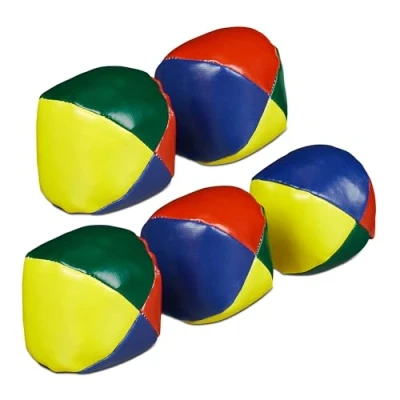 Afbeelding van Relaxdays jongleerballen set van 5 Ø 6,5 cm zand circus jongleer beginners