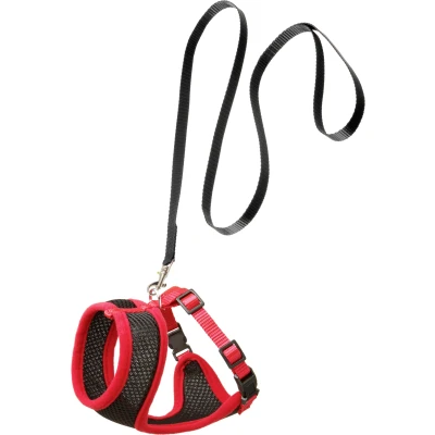 Afbeelding van Flamingo Harms Kittentuig + Lijn Kattenharnas Zwart Rood 110cm 10mm