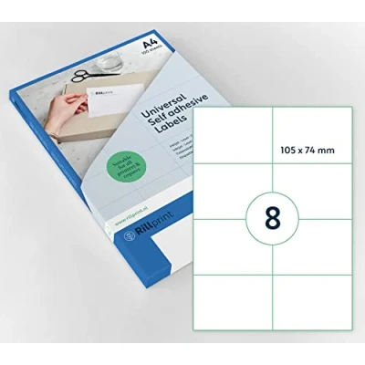 Afbeelding van Rillprint A4 Stickervellen Verzend etiketten Stickers 8 Per Vel 105x74MM