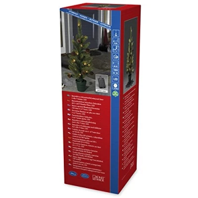 Afbeelding van Kunstkerstboom met versiering 60 centimeter (10 LEDs, Dennenappels, Timer, Binnen/Buiten)