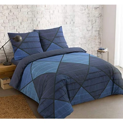 Afbeelding van Vision Harold Blue Dekbedovertrek 240x220cm met 2 bijhorende slopen 100% katoen