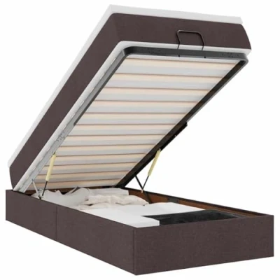 Afbeelding van vidaXL Bedframe met matras 90x200cm stof donkerbruin