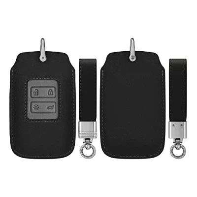 Afbeelding van kwmobile Autosleutel hoesje geschikt voor Renault 4 knops Smartkey (alleen Keyless Go) behuizing in zwart / grijs