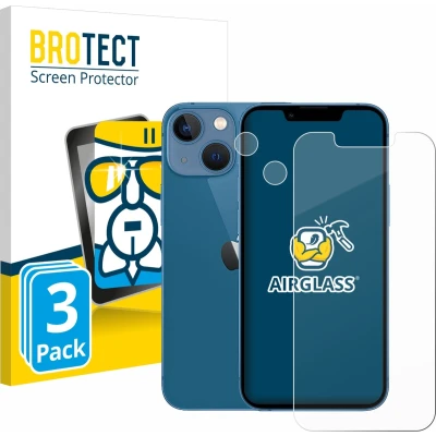 Afbeelding van BROTECT Screenprotector voor Apple iPhone 13 mini (Voor+Camera) Folie Beschermfolie Beschermglas transparant (3 Stuks)