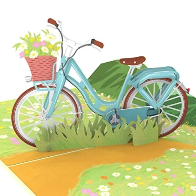 Afbeelding van papercrush® Pop up kaart fiets met bloemen 3D verjaardagskaart voor vrouw en vriendin, felicitaties verjaardag of Moederdag fietsers, goed fietstochten, geldcadeau