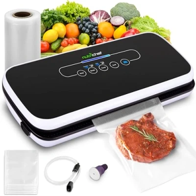 Afbeelding van Food Saver Vacuümmachine 110W Automatisch Foodsaver systeem Luchtafdichtingsmachine Verpakking Afdichting Opslag Conservering Sous Vide NutriChef PKVS18BKEU (zwart)Food Luchtafdichtingsmach