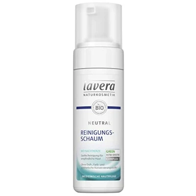 Afbeelding van lavera Neutraal reinigingsschuim biologische nachtteunisbloem zachte reiniging atopische dermatitis medische huidverzorging veganistisch plantaardige stoffen natuurlijke
