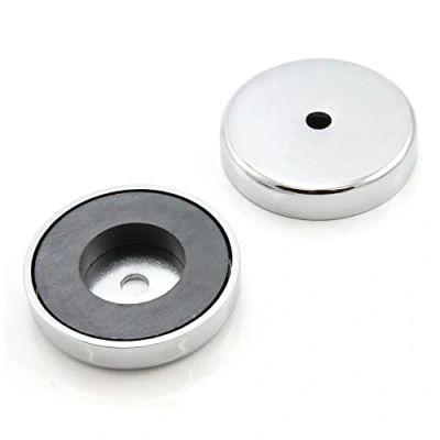 Image de Aimant en ferrite pour arts, artisanat, modélisme, bricolage, loisirs, bureau et maison 50 mm de diamètre x 10 d&#039;épaisseur 8,5 trou 15,8 kg traction