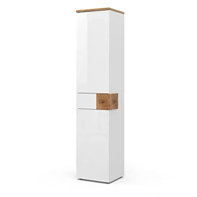 Afbeelding van Vicco Badkamerkast Eden, Wit/Wit, 40 x 184.2 cm met 2 deuren en lade