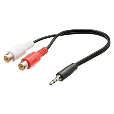 Afbeelding van Valueline VLAP22250B02 stereo audiokabel, 3,5 mm stekker naar 2 x cinch aansluiting, 20 cm