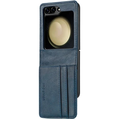 Afbeelding van iMoshion Hoesje Geschikt voor Samsung Galaxy Z flip 6 Met Pasjeshouder Luxe Bookcase versie Donkerblauw