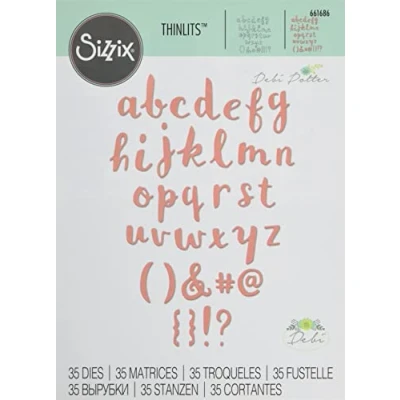 Afbeelding van Sizzix Thinlits Die set Brush Lowercase Alpha ontworpen door Debi Potter, 38 stuks