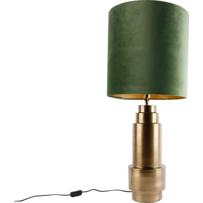 Afbeelding van QAZQA bruut Art Deco Tafellamp met kap 1 lichts H 92 cm Groen Woonkamer Slaapkamer Keuken