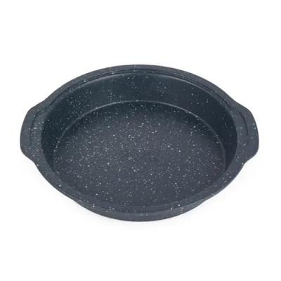 Afbeelding van Russell Hobbs RH00995EU Nightfall Stone bakvorm van koolstofstaal, rond, 26 cm, ovenschaal voor cake/taart/quiche, PFOA vrij, ovenvast tot 220 C, marmer blauw