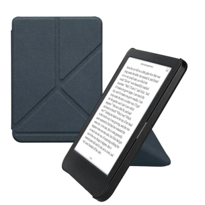 Afbeelding van kwmobile E reader hoesje geschikt voor Kobo Clara BW / Colour hoes Ereader flip case met standaard cover van kunstleer In donkerblauw
