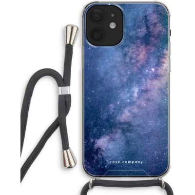 Afbeelding van Case Company® iPhone 12 mini hoesje met Koord Nebula Telefoonhoesje Zwart Extra Bescherming aan alle Kanten en Over de Schermrand