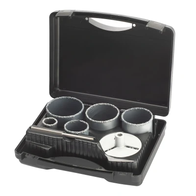 Afbeelding van IRWIN Set TCT gatenzagen 5PCS voor steen in koffer, 33, 53, 68 ,73 en 83mm. Diepte Inclusief adaptor