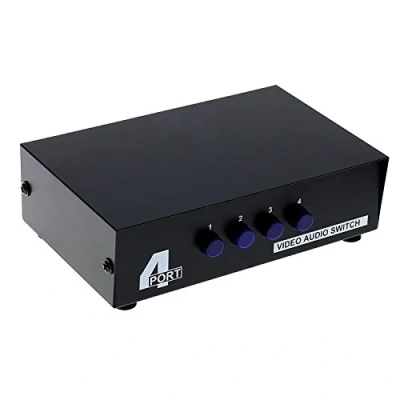 Afbeelding van 4 weg RCA AV schakelaar in 1 composiet L/R stereo video uitgang voor DVD STB gameconsoles, standaard aansluitingen, ingangen uitgang, dvd&#039;s naar tv, audiovideopoorten Switch