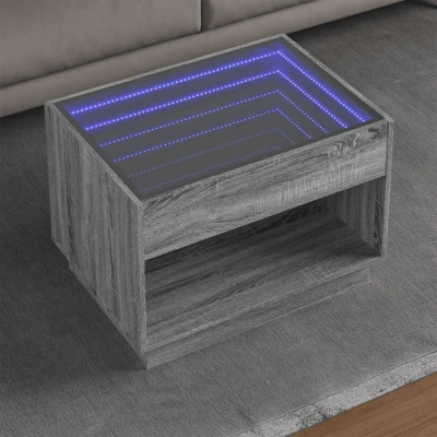 Afbeelding van Salontafel met Infinity LED 70x50x50 cm grijs sonoma eikenkleur
