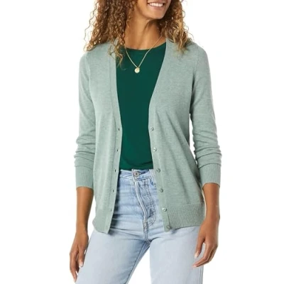Image de Amazon Essentials Cardigan léger à col en V (grande taille disponible) Kvinnors, Vert Sauge Chiné, M