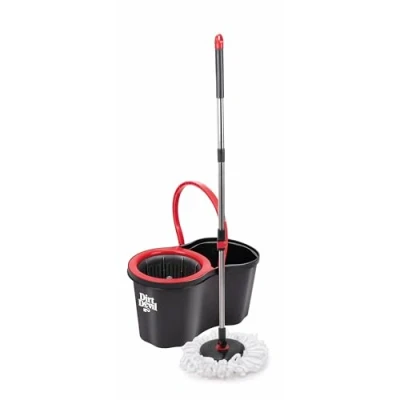 Afbeelding van Dirt Devil Dweilsysteem met Wringer Emmer 16 L Ronde Dweil Microvezel Mop Grijs/ Rood