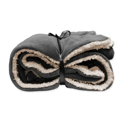 Afbeelding van Unique Living Lars coral fleece/suede plaid 150x200cm dark grey