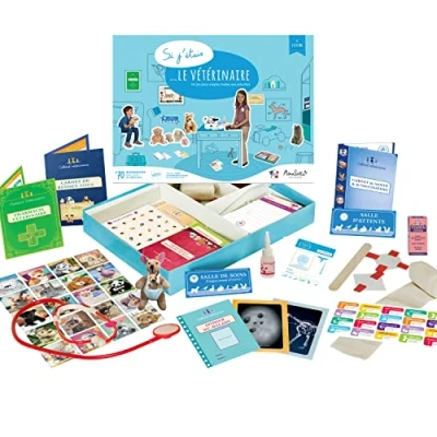 Afbeelding van Amulette Doos als ik de dierenarts was educatief spel 6 tot 10 jaar 70+ accessoires voor het spelen van dierenverzorging speelgoed cadeau kinderen, meisjes, jongens, beroep gemaakt in