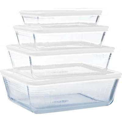 Afbeelding van Pyrex Cook &amp; Freeze Schaal met Deksel Set van 4 Stuks