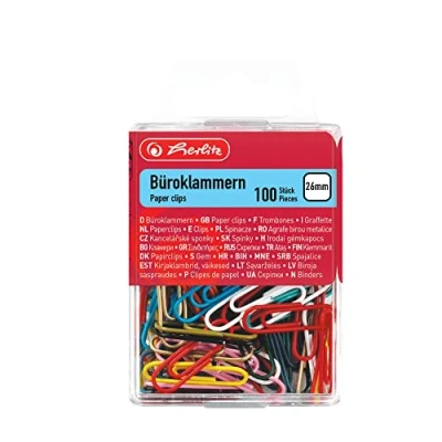 Image de Herlitz trombones, en métal, 26 mm, couleurs assorties plastifiés contenu 100 pièces (08760811)