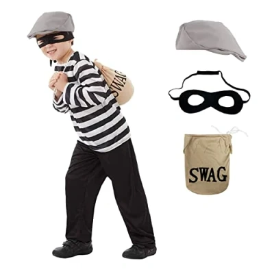 Afbeelding van Fun Shack diefkostuum voor kinderen, gevangene kinderkostuum, Halloween kostuum carnavalskostuum jongens, maat L