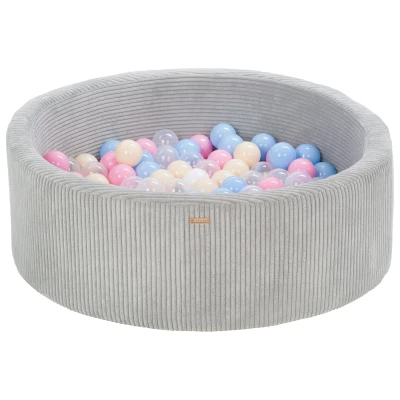 Afbeelding van ballenbad, met corduroy overtrek, 200 ronde ballen, diameter 90 cm (zwembadkleur: grijs/wit, lichtblauw, roze, cappuccino)