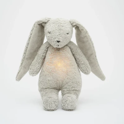 Afbeelding van Moonie knuffelkonijn met nachtlamp en geluid gray natur 28 cm