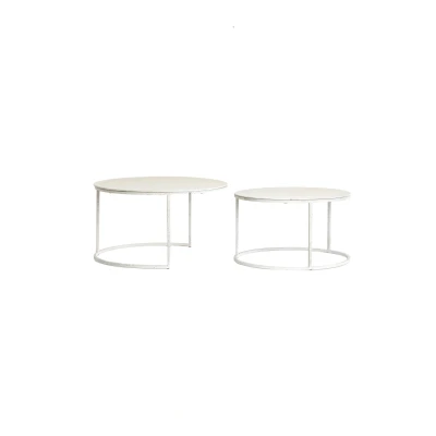 Afbeelding van Light &amp; Living Salontafel SADAR Ø75x42cm Wit Set van 2
