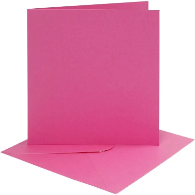 Afbeelding van Kaarten en enveloppen, afmeting kaart 15,2x15,2 cm, 220 gr, roze, 4sets, envelop 16x16 cm