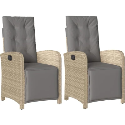 Afbeelding van vidaXL Tuinstoelen 2 st verstelbaar voetensteun poly rattan beige mix