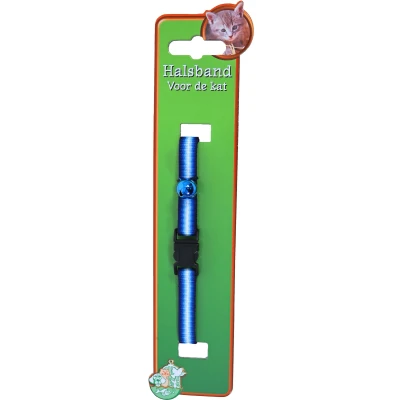 Afbeelding van Halsband nylon blauw/wit streep Gebr de boon