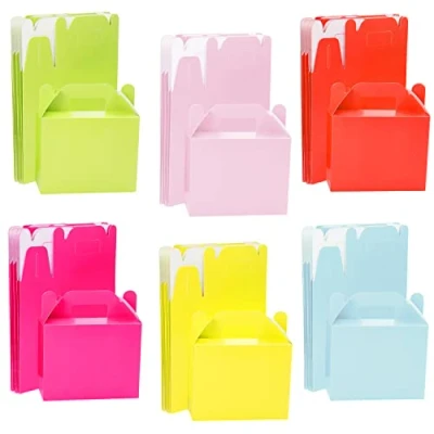 Afbeelding van Belle Vous 24 Pak Feest Geschenk Gift Doosjes 14 x 6 11 cm Standaard Heldere Regenboog Loot Goodie Bags Voor Kinder Verjaardagen, Voedsel, Baby Showers &amp; Huwelijken