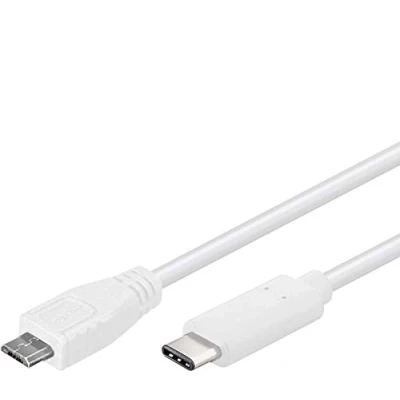 Afbeelding van PremiumCord USB C naar Micro 2.0 aansluitkabel 0,6 m, 3.1 type stekker op B, 3 schermen, kleur: wit, lengte m