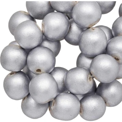 Afbeelding van Houten Kralen Metallic Look (20 mm) Silver stuks)